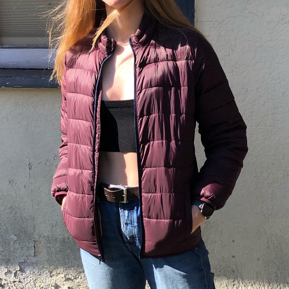 Purple puffer jacket